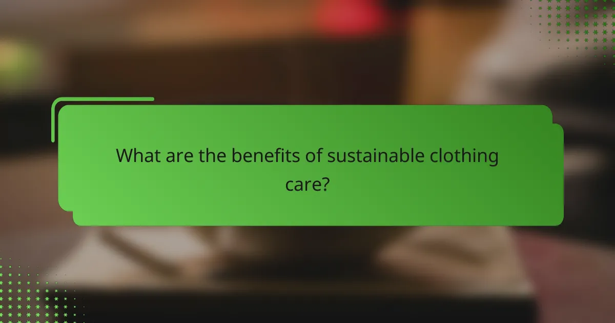 What are the benefits of sustainable clothing care?
