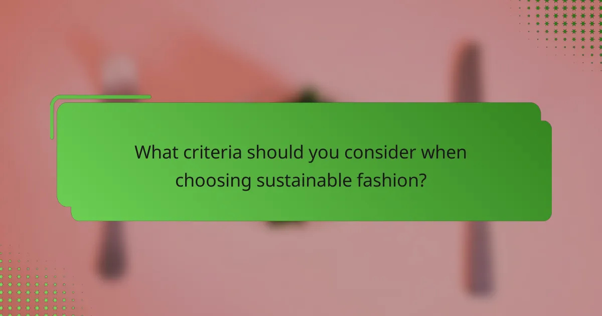 What criteria should you consider when choosing sustainable fashion?